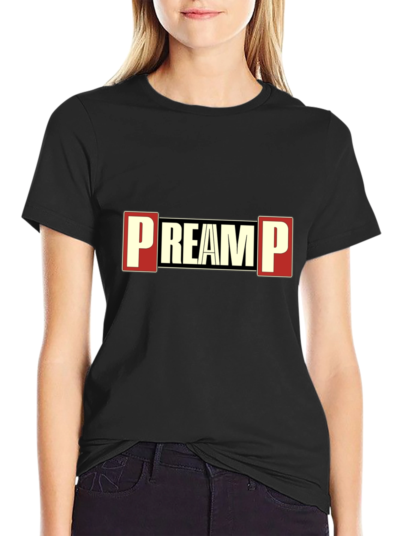 Black PREAMP Graphic Tee - Black Cotton Blend T-Shirt view 2