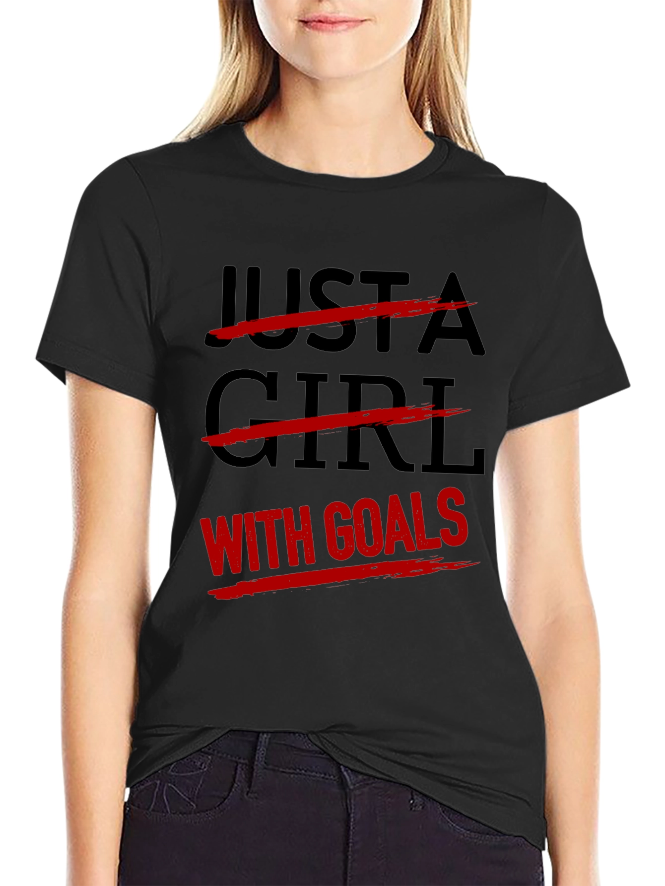 Black Goal-Getter Graphic Tee: Black Cotton T-Shirt view 2