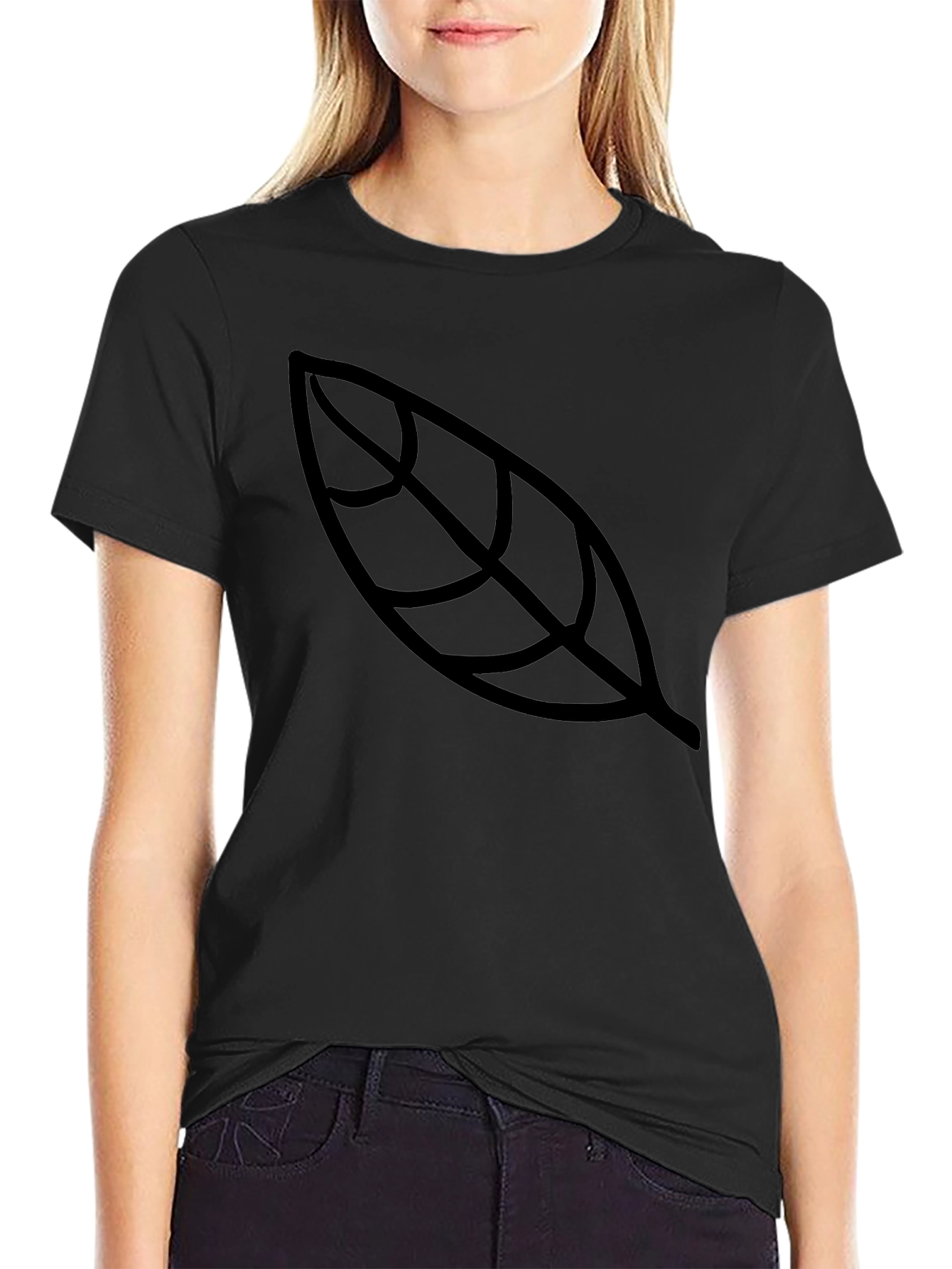 Black Leaf Graphic Black T-Shirt - Unisex view 2