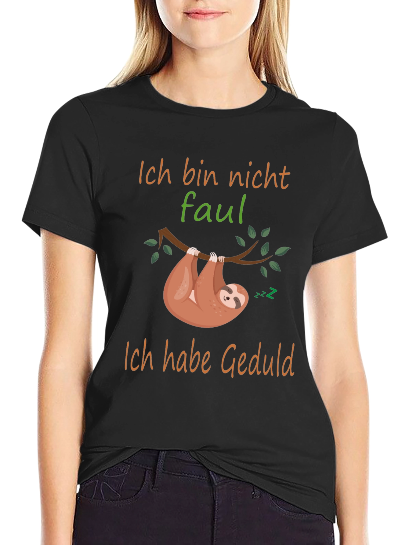 Black Ich Bin Nicht Faul Sloth T-Shirt view 2