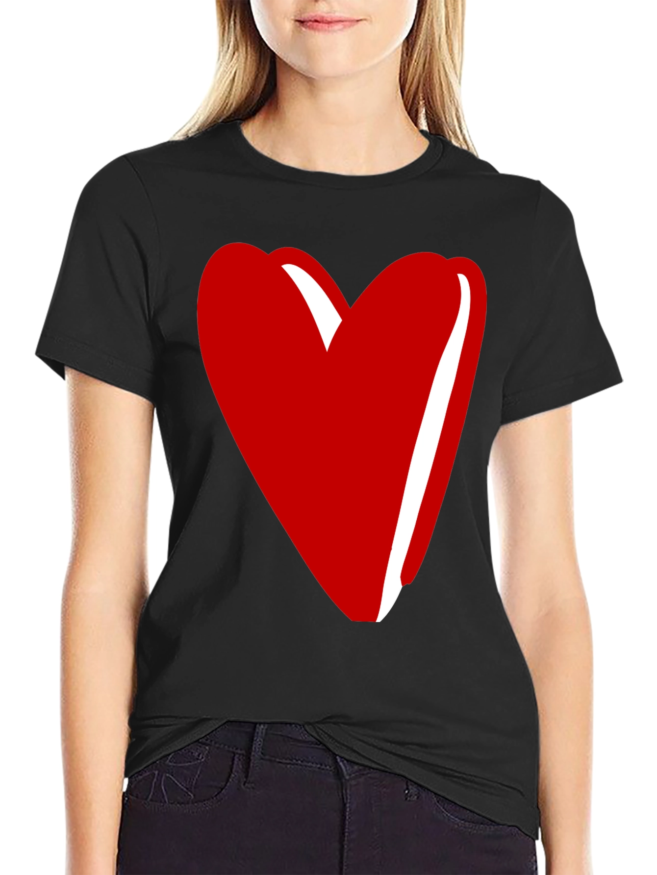 Black Heart Graphic Tee - Stylish Unisex Crew Neck T-Shirt view 2
