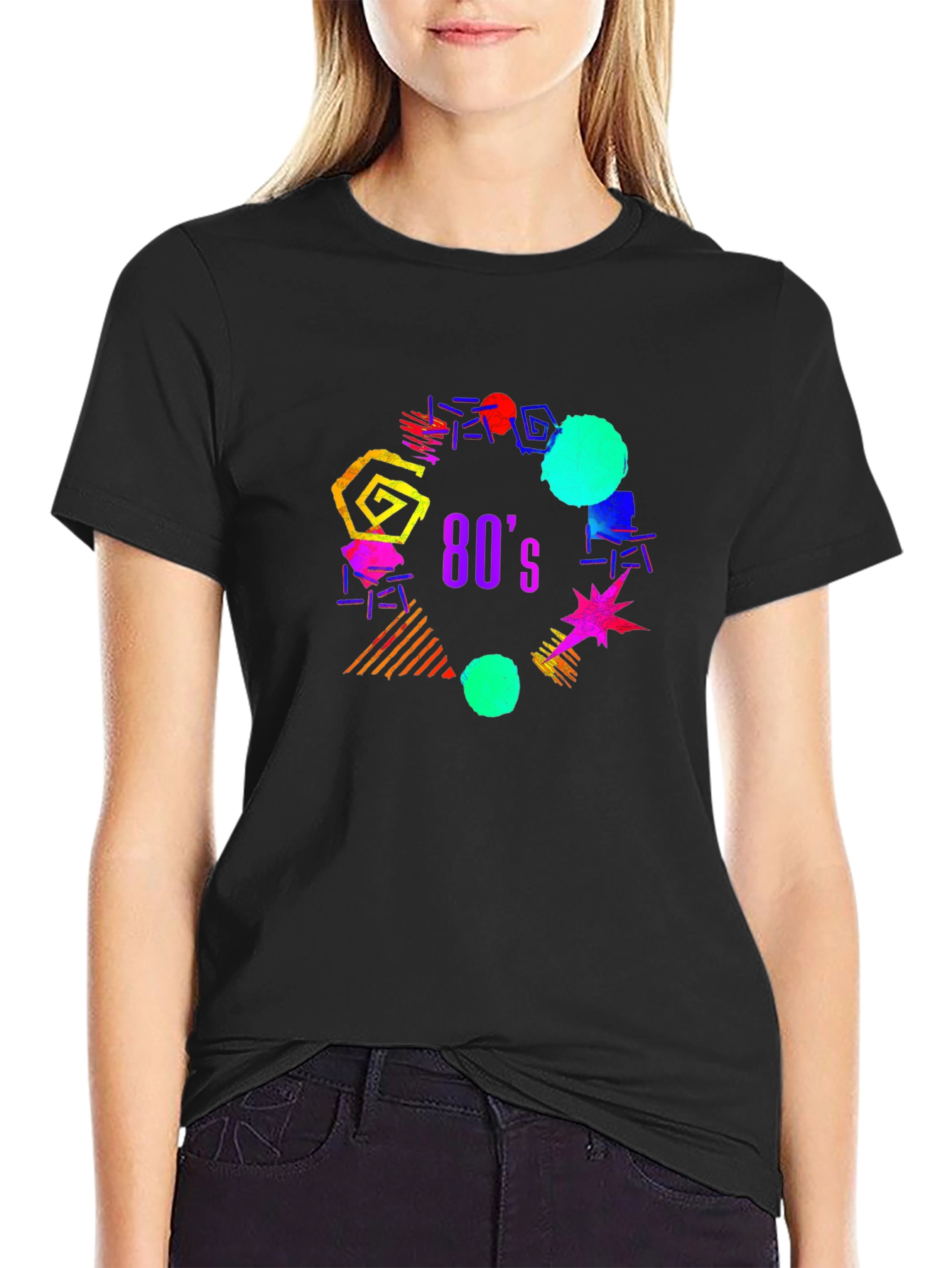 Black 80's Retro Graphic T-Shirt - Black view 2