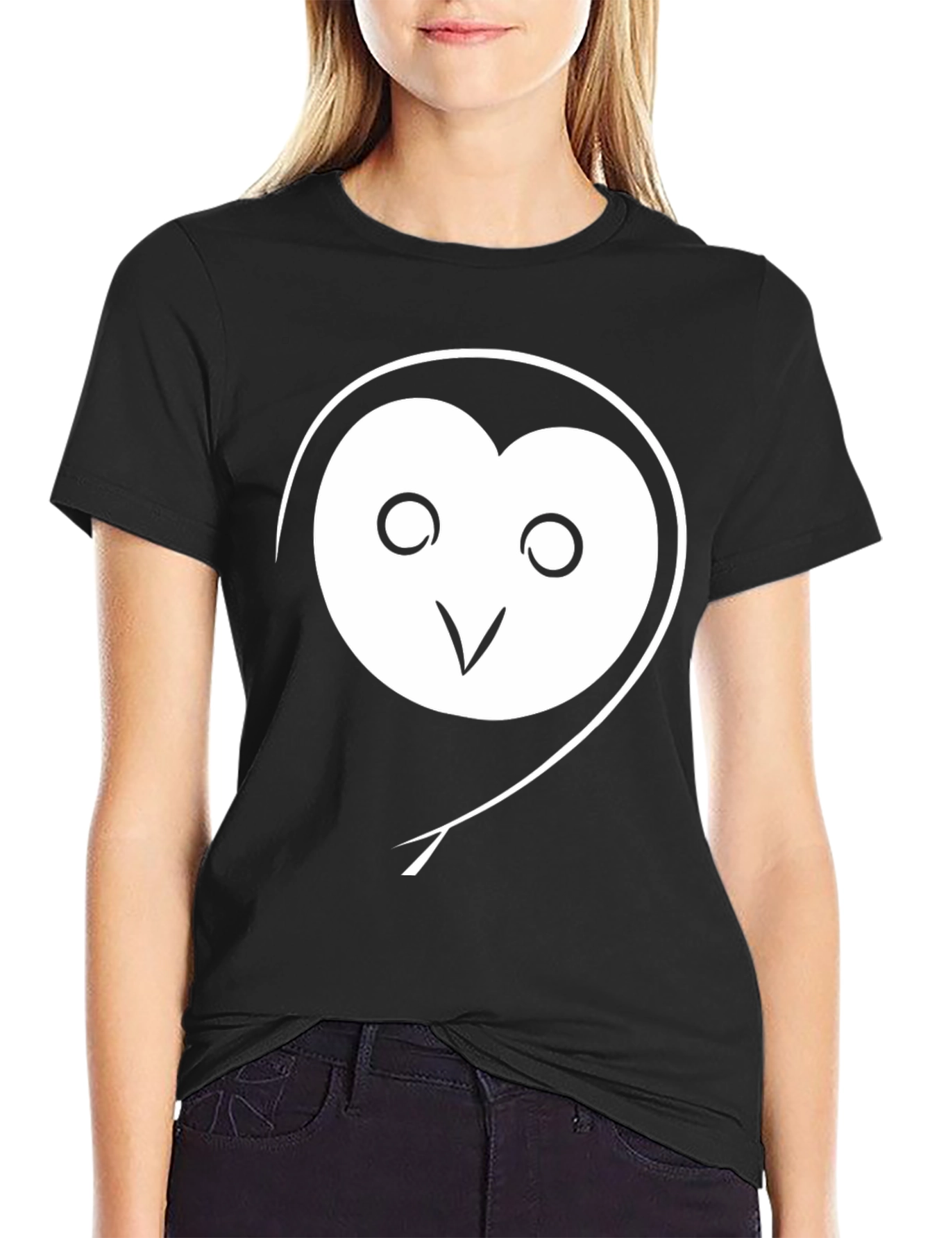 Black Owl Graphic Tee - Trendy Black T-Shirt view 2