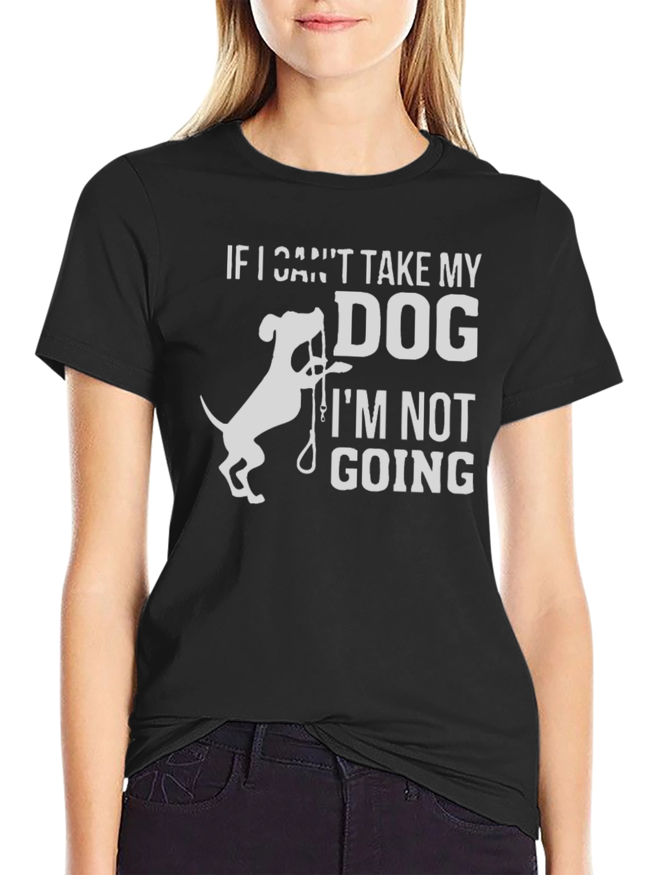 Black Dog Lover Tee: If I Can't Take My Dog T-Shirt view 2