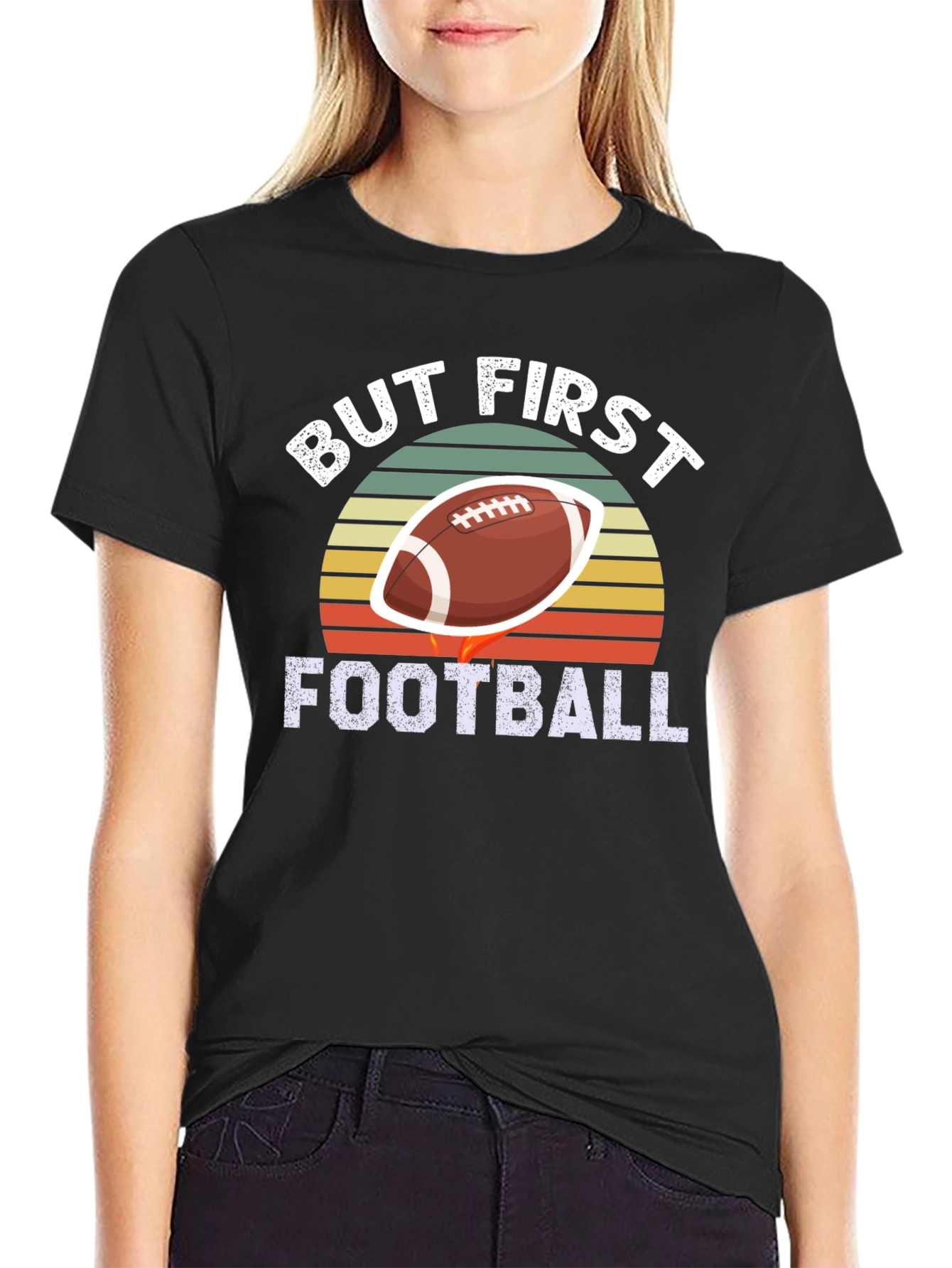 Black But First Football Graphic Tee - Stylish & Sporty view 2
