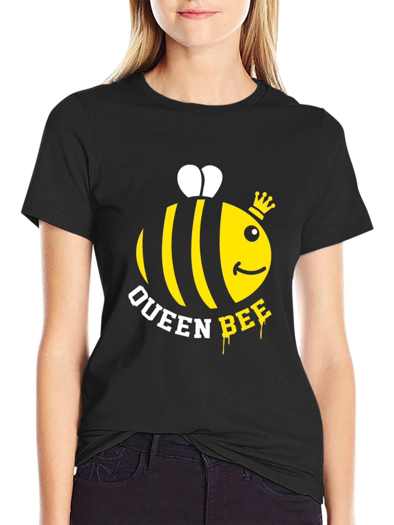 Black Queen Bee Graphic T-Shirt - Trendy Casual Wear view 2