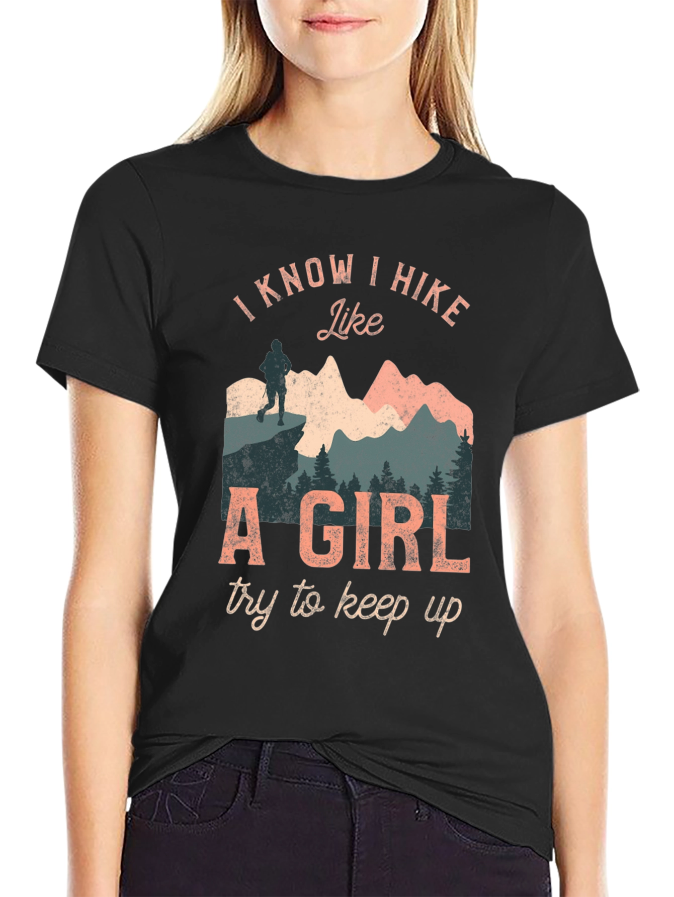 Black I Hike Like A Girl Graphic T-Shirt view 2
