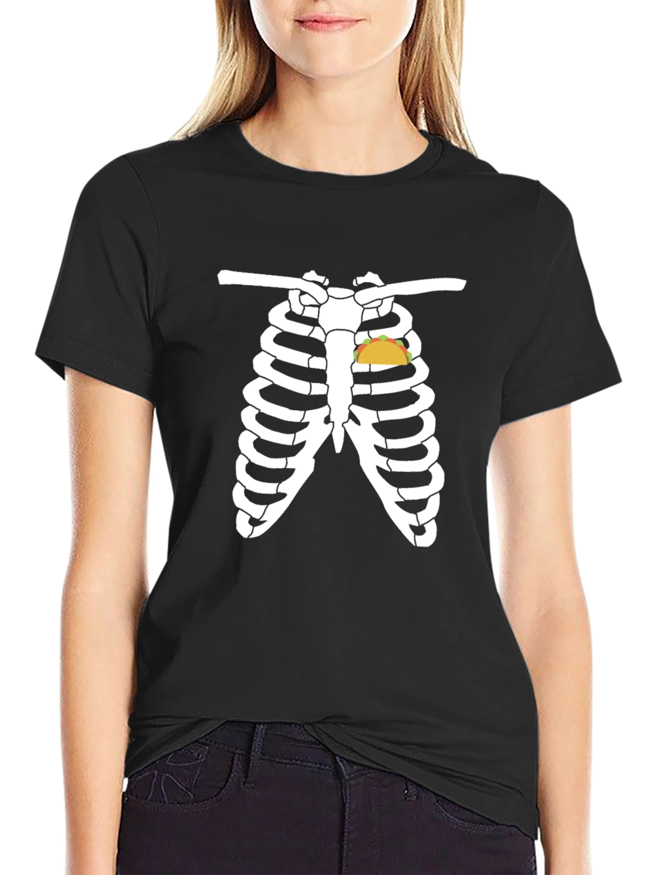 Black Taco Skeleton Ribcage Graphic Tee view 2