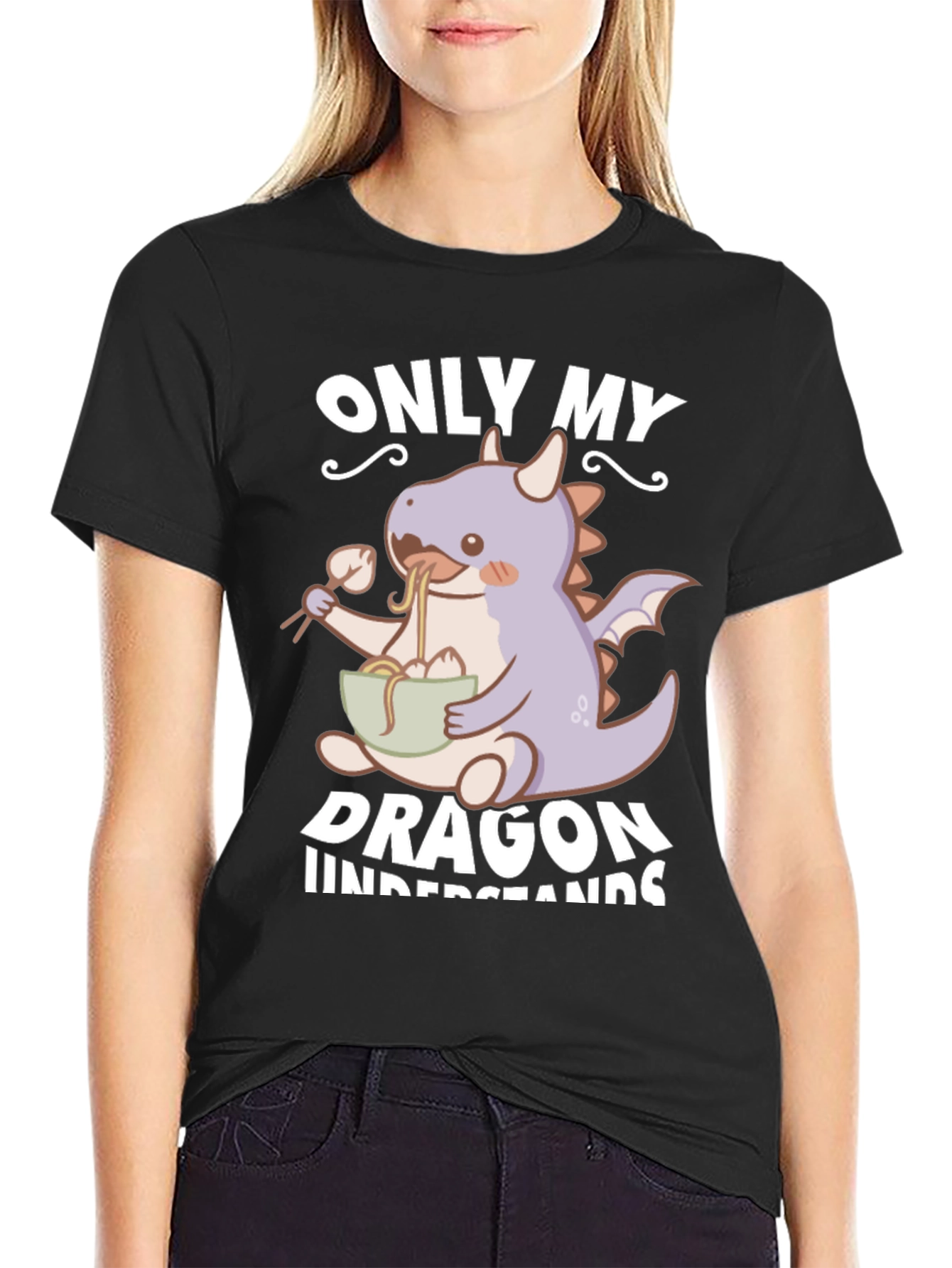 Black Only My Dragon Understands T-Shirt view 2