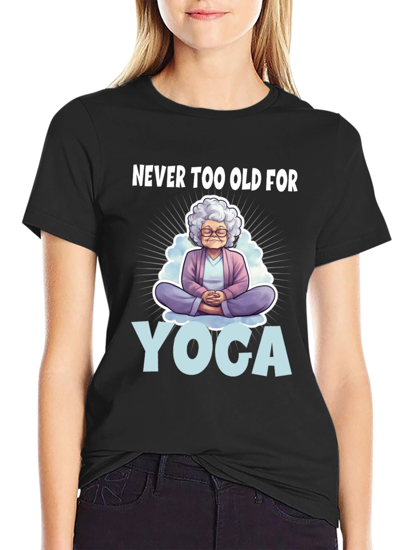 Black Never Too Old for Yoga T-Shirt view 2