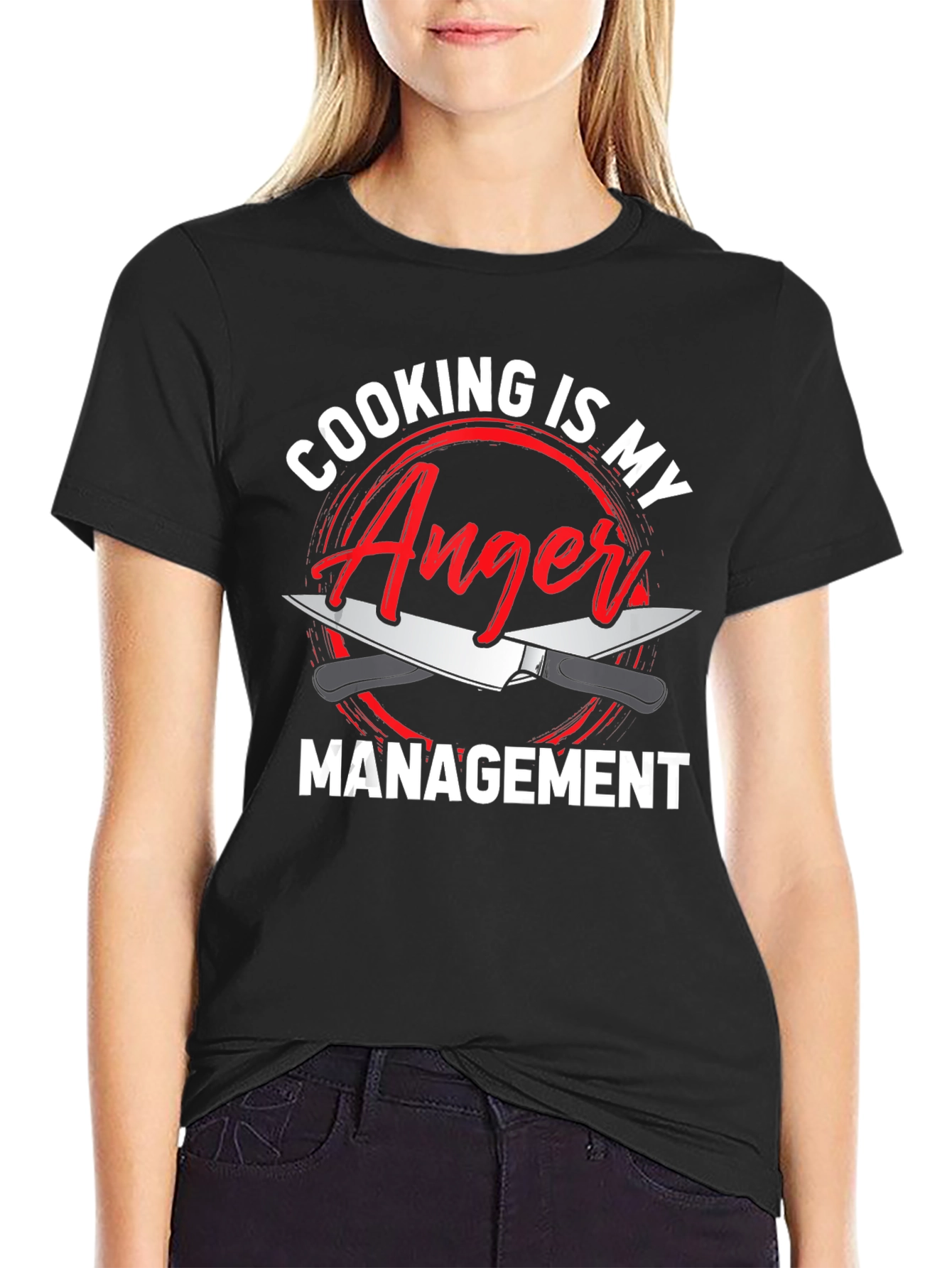 Black Cooking is My Anger Management Funny Chef T-Shirt view 2