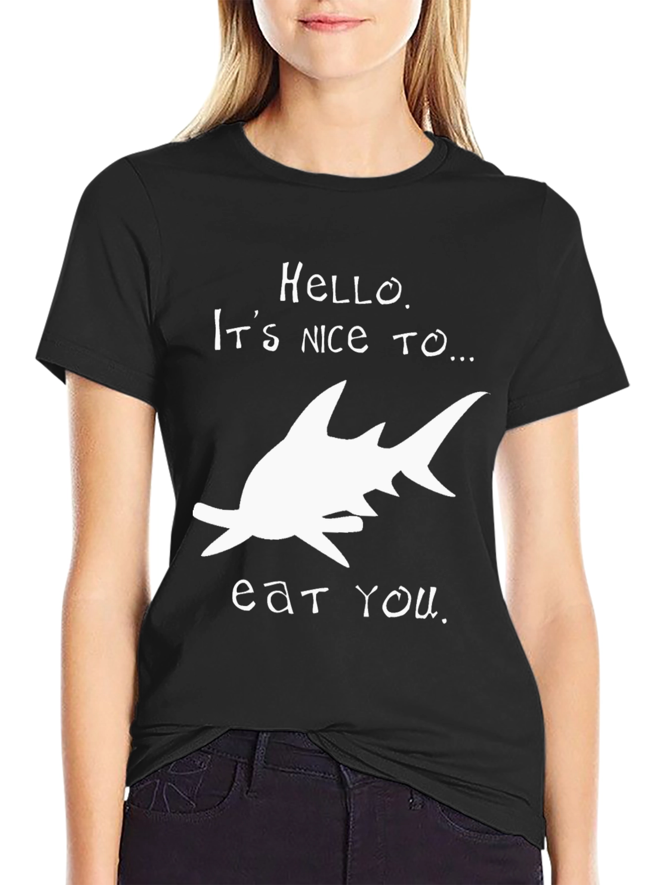 Black Shark Humor Graphic Tee view 2
