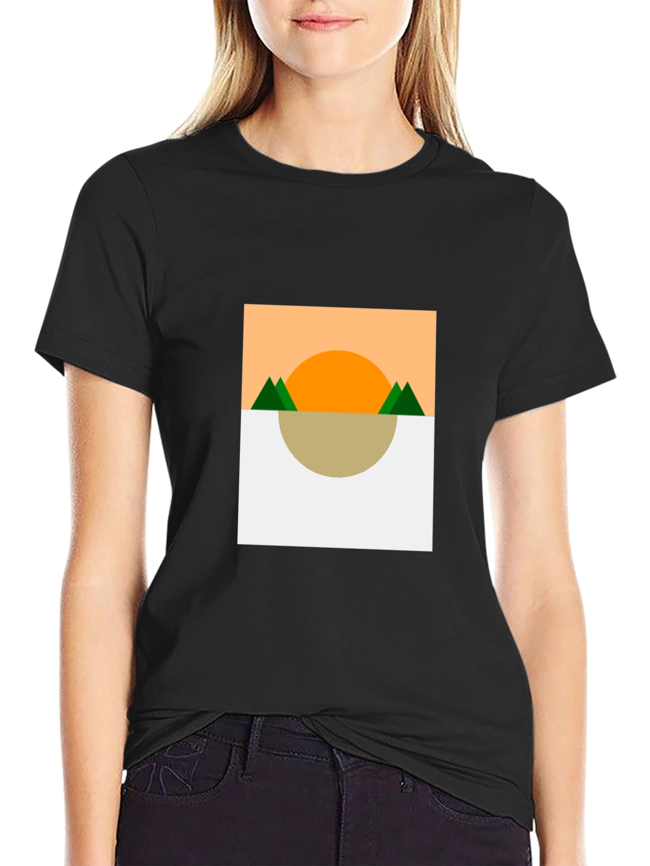 Black Geometric Landscape T-Shirt view 2
