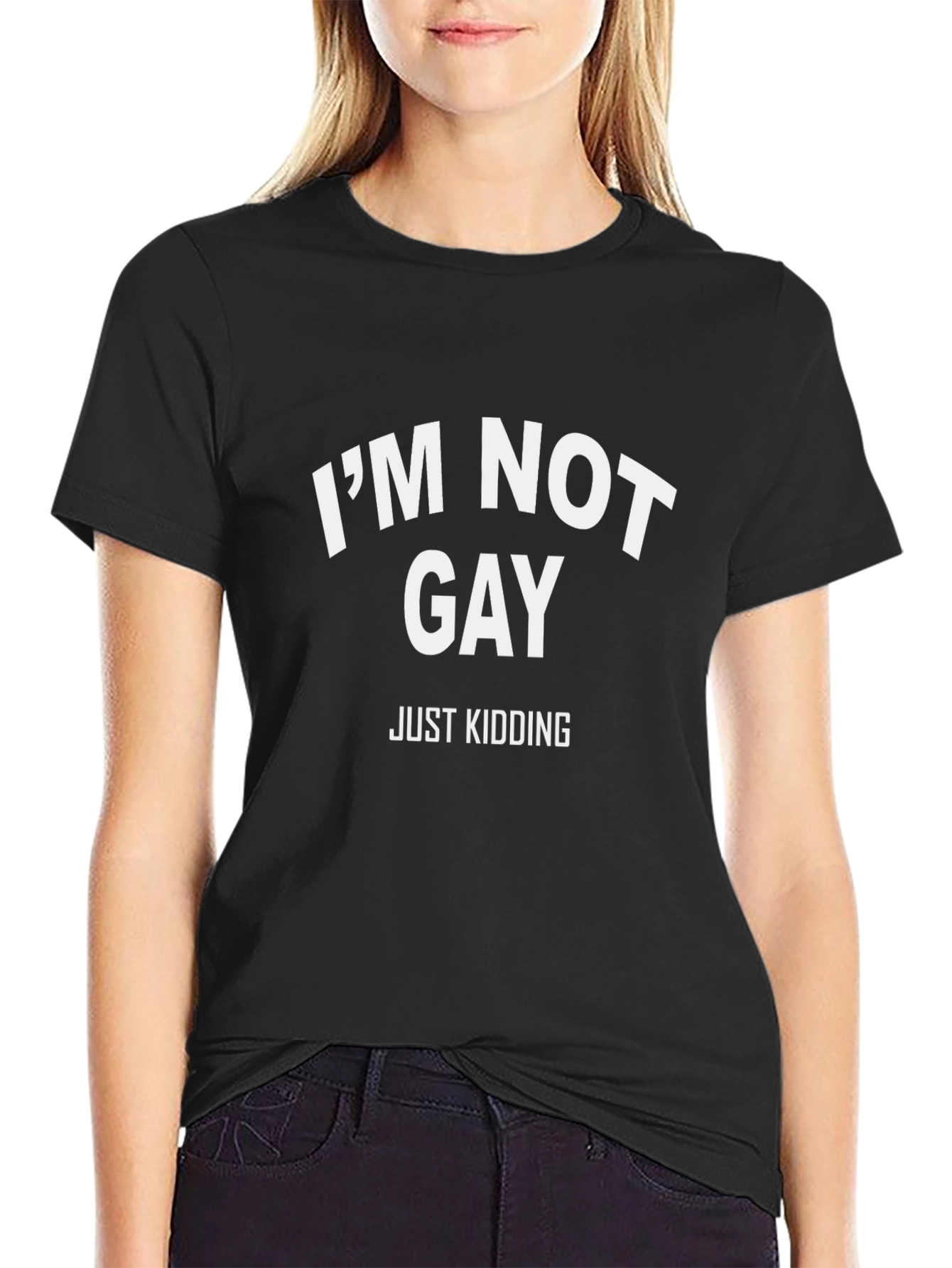 Black Funny "I'm Not Gay" T-Shirt view 2