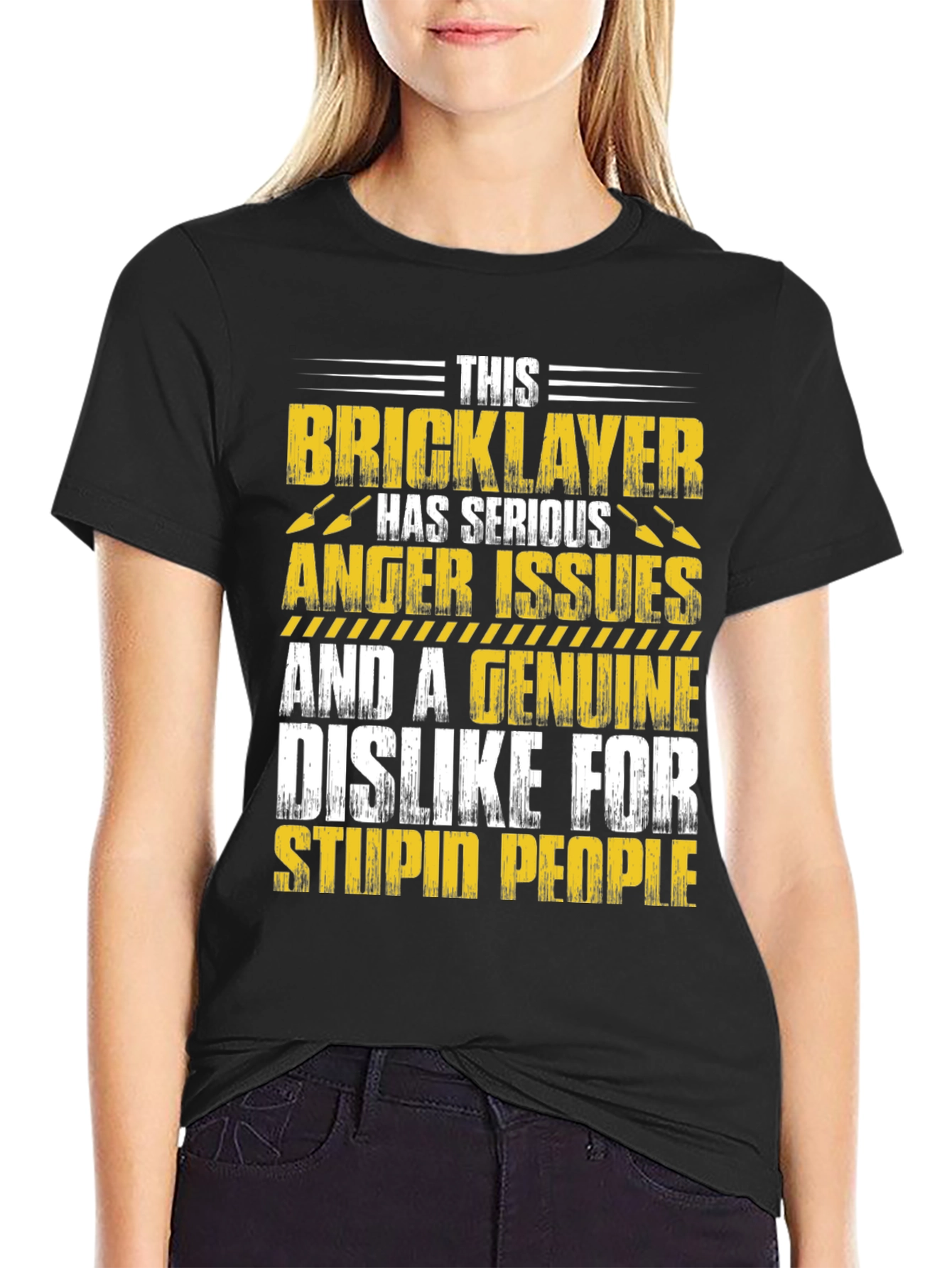 Black Bricklayer Graphic T-Shirt: Serious Anger Issues, Funny Tee view 2