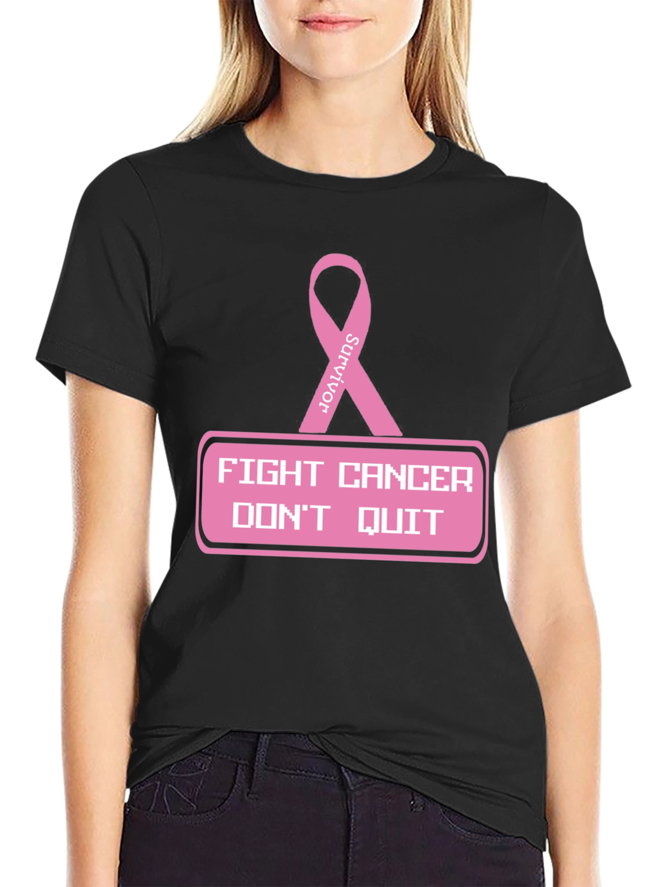 Black Fight Cancer T-Shirt view 2
