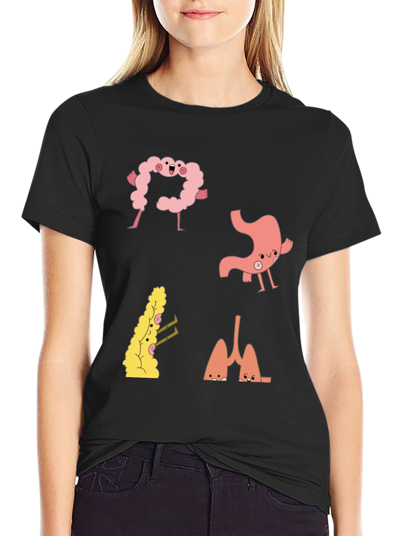 Black Anatomical Humor Tee - Funny Organ T-Shirt view 2