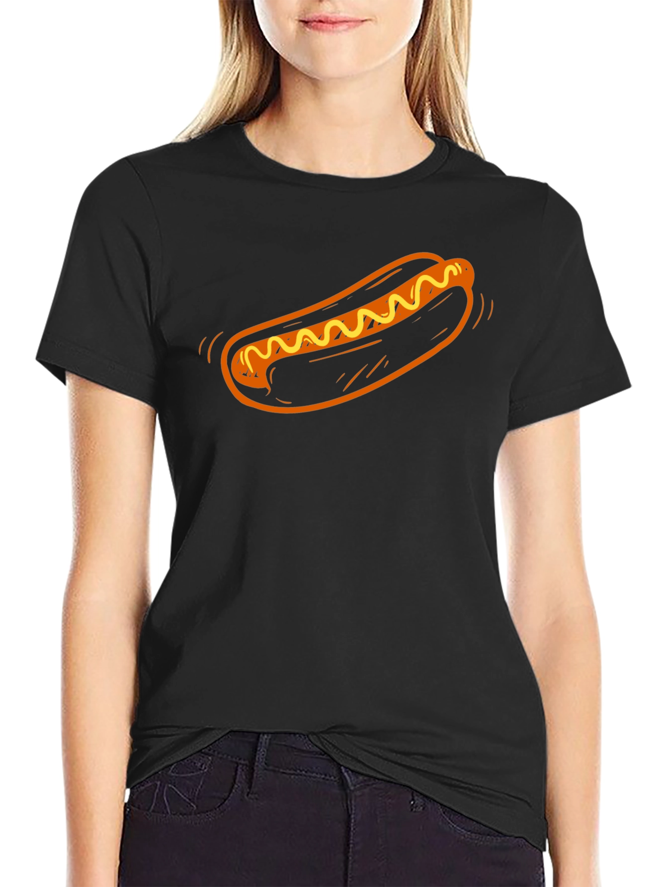 Black Hot Dog Graphic T-Shirt - Novelty Food Tee view 2
