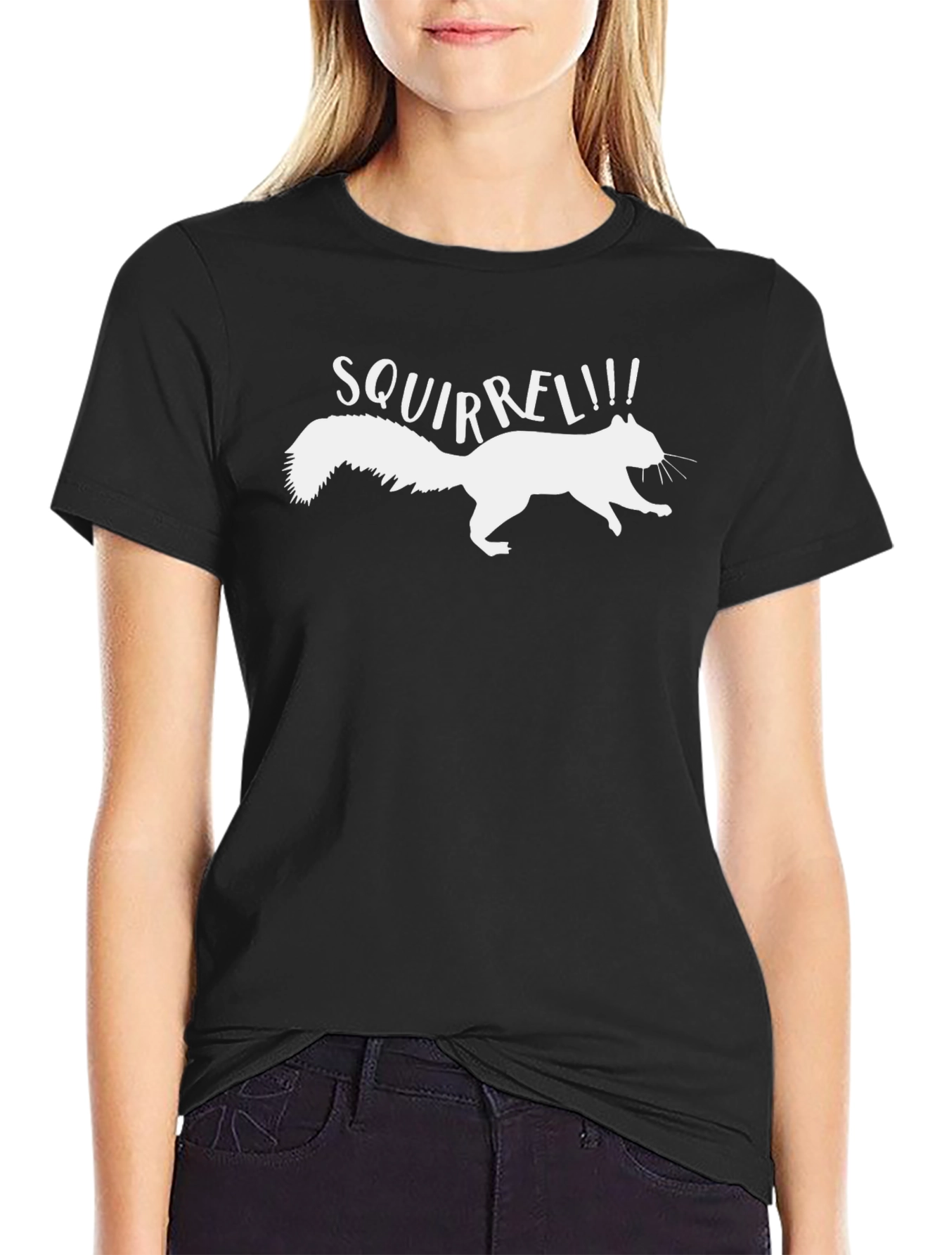 Black Squirrel! Graphic Tee - Black Cotton T-Shirt view 2