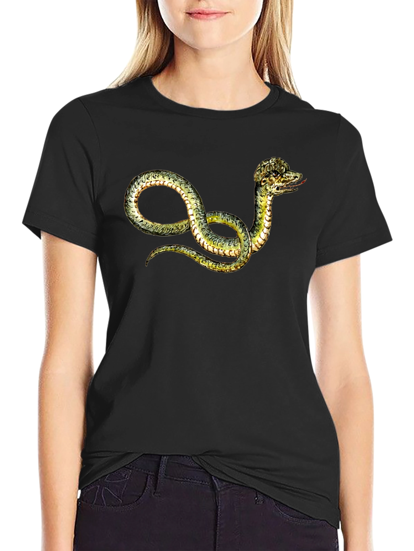Black Snake Graphic T-Shirt - Unique Serpent Design view 2