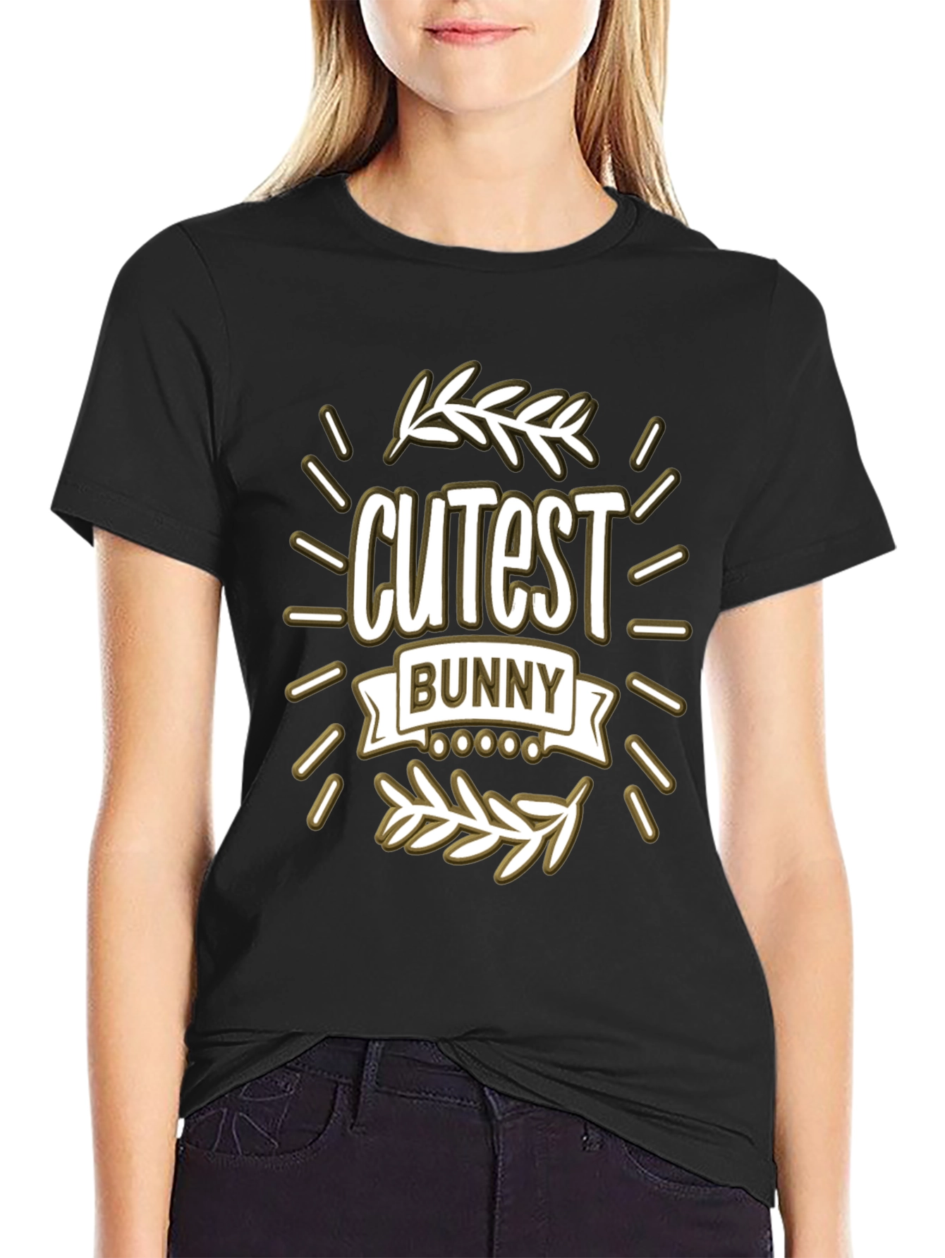 Black Cutest Bunny Graphic T-Shirt - Black view 2