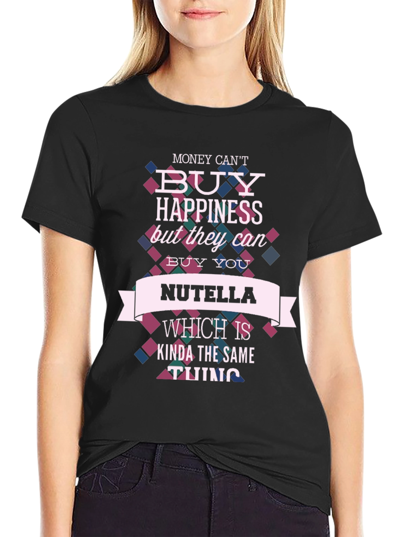 Black Nutella Happiness T-Shirt - Funny Novelty Tee view 2