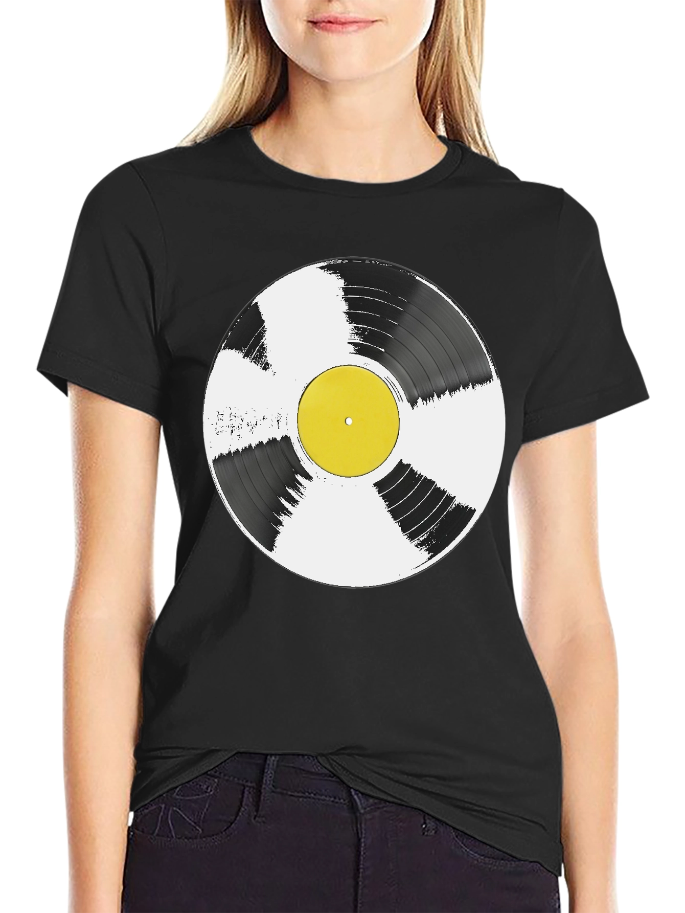 Black Vinyl Record Graphic T-Shirt - Music Lover Tee view 2