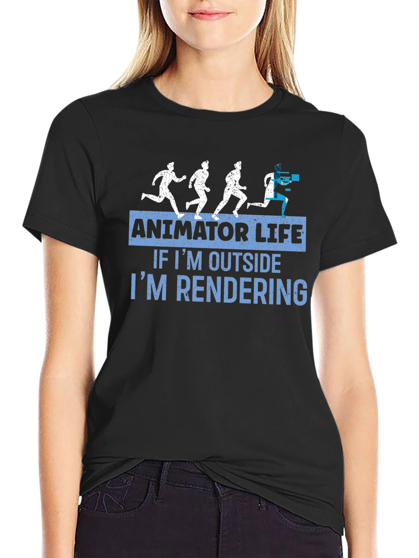 Black Animator Life T-Shirt - If I'm Outside I'm Rendering Tee view 2
