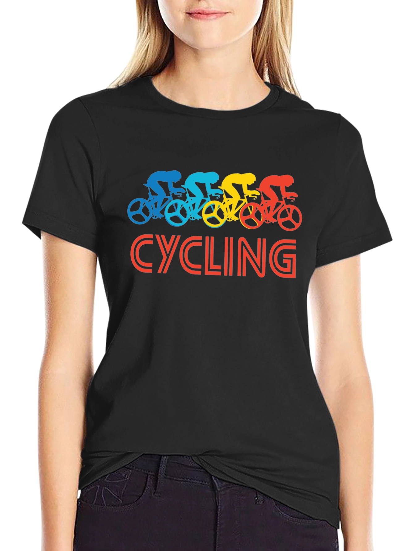 Black Cycling Retro T-Shirt view 2