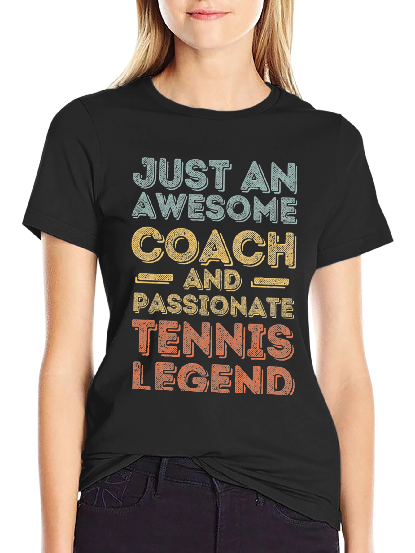 Black Awesome Coach Tennis Legend T-Shirt view 2