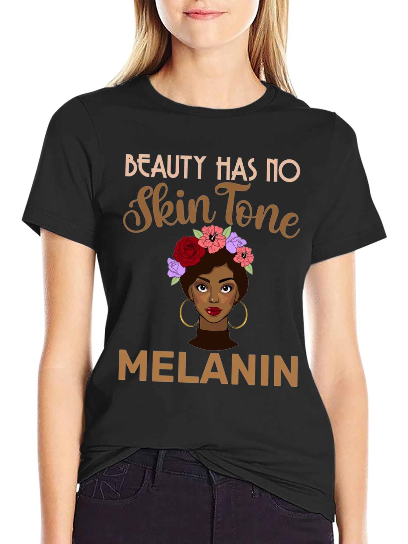 Black Beauty Has No Skin Tone Melanin Graphic Tee view 2