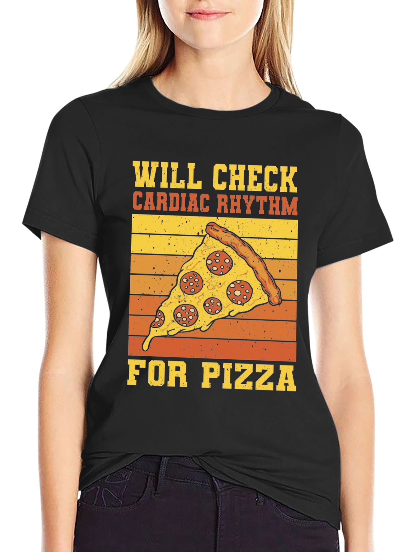 Black Will Check Cardiac Rhythm For Pizza T-Shirt view 2