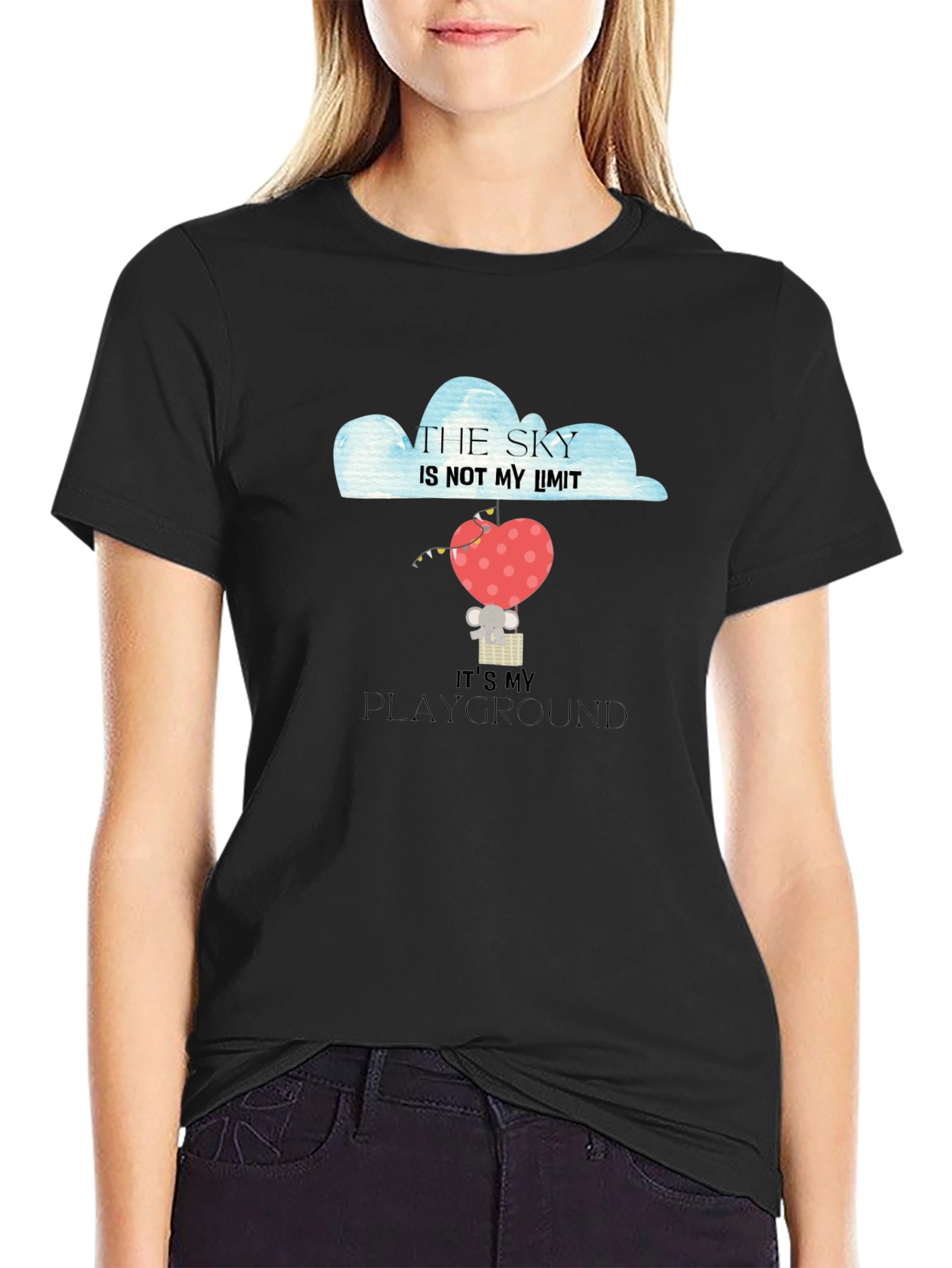 Black Sky's the Limit Heart Balloon Graphic Tee view 2