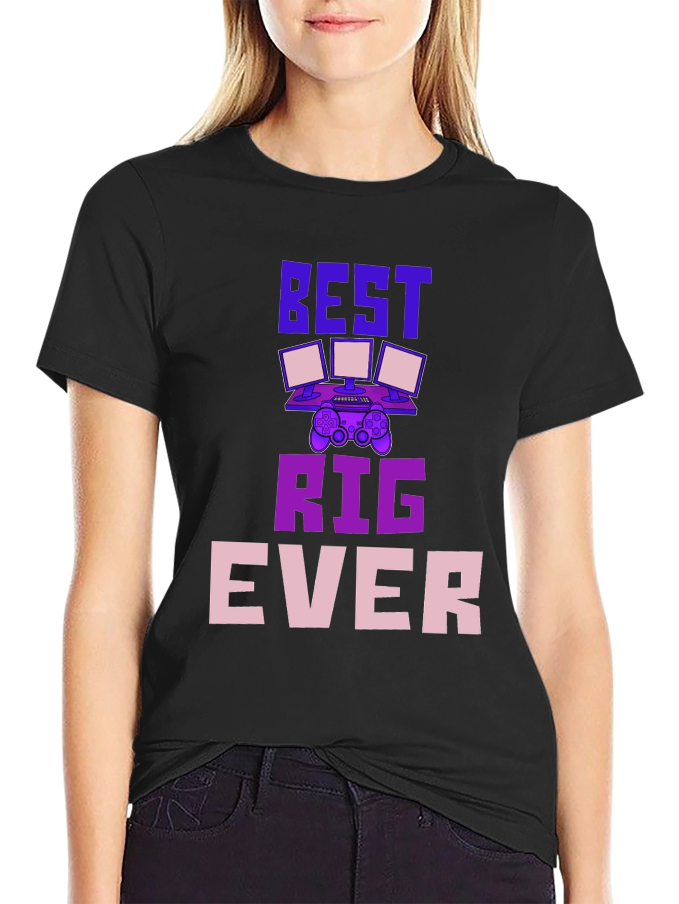 Black Best Rig Ever Gaming T-Shirt view 2