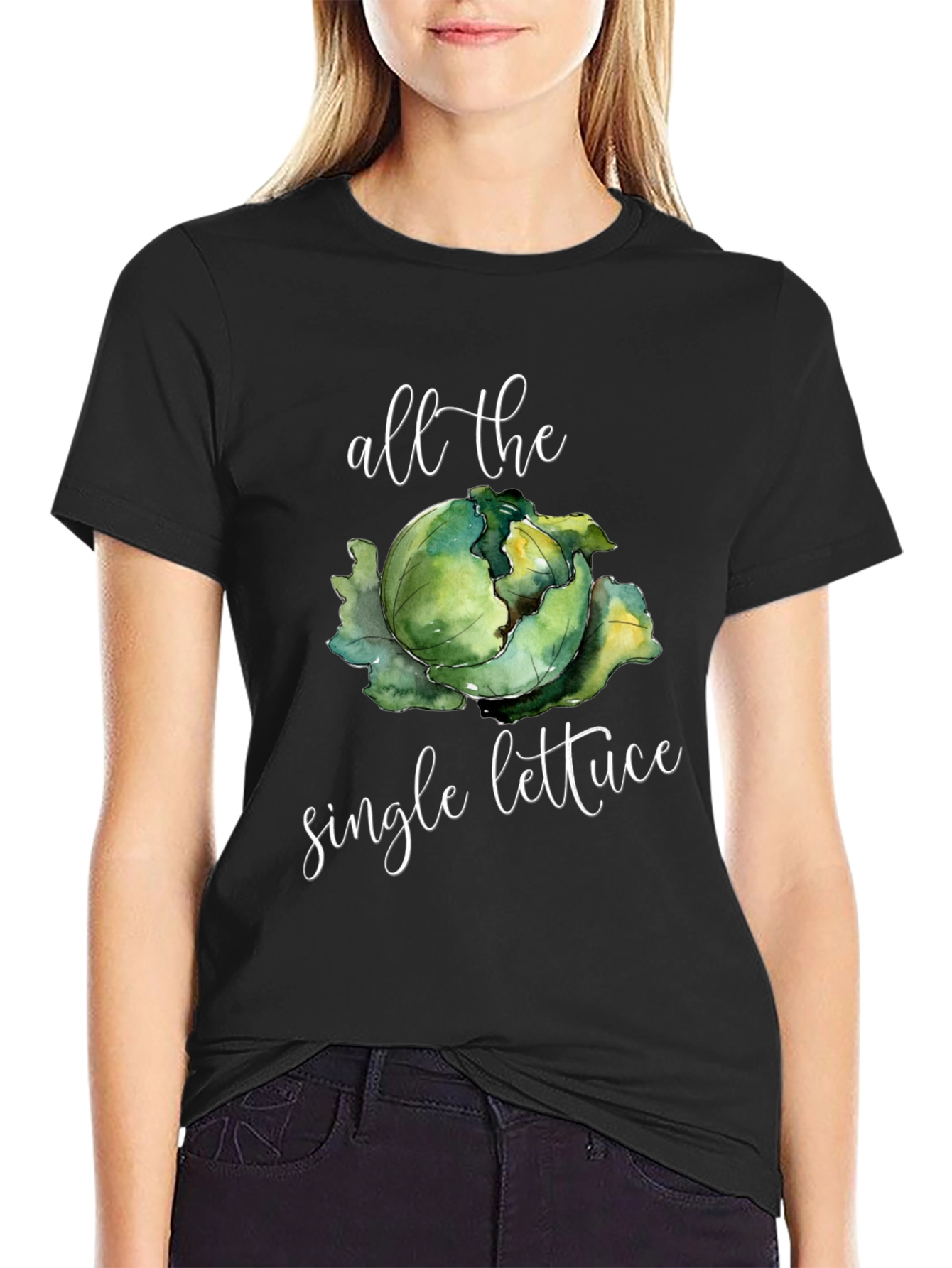 Black All the Single Lettuce Funny T-Shirt view 2
