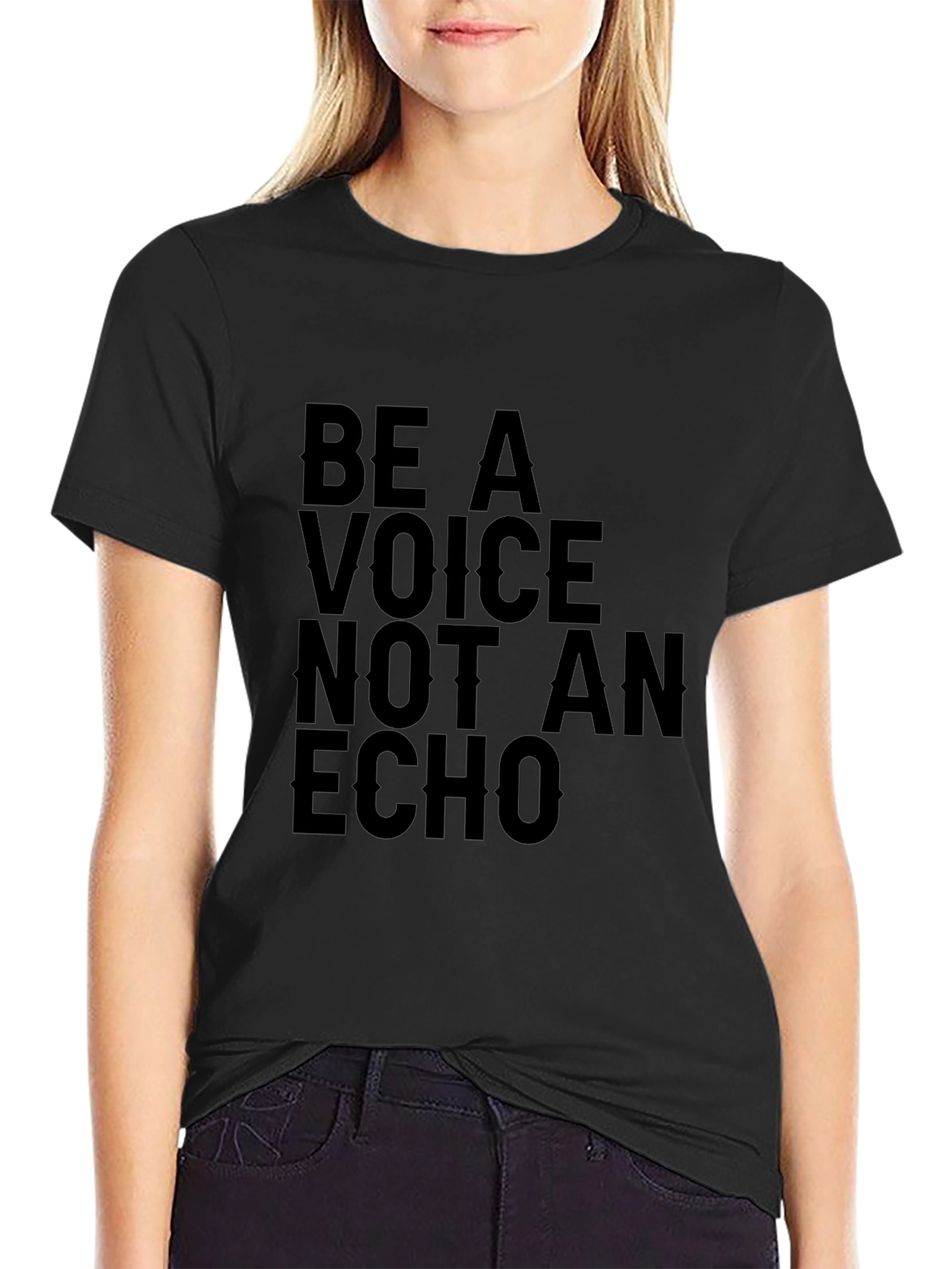 Black Be A Voice Tee - Motivational T-Shirt view 2