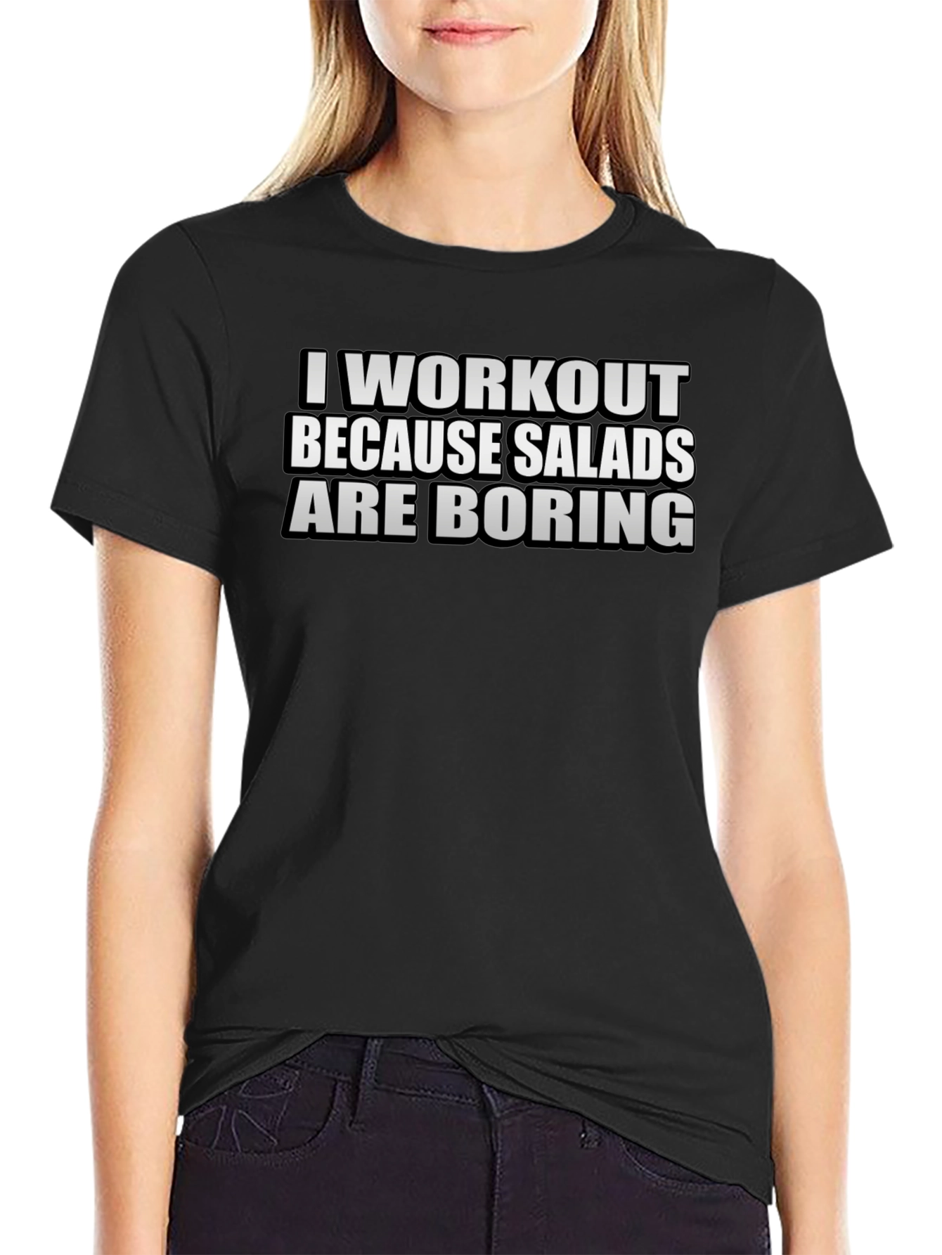 Black Workout Because Salads Are Boring Graphic Tee view 2