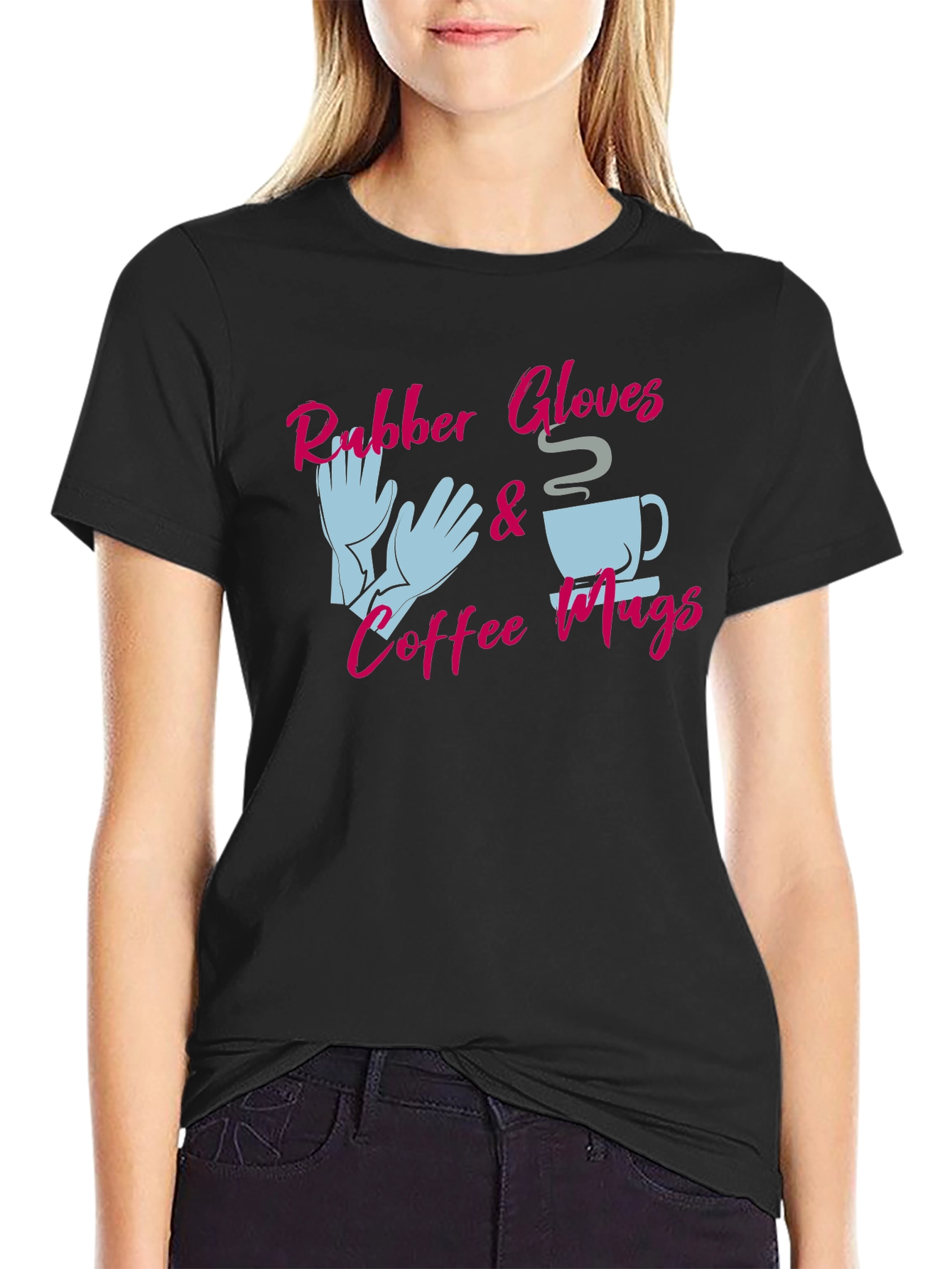 Black Rubber Gloves & Coffee Mugs Graphic Tee view 2