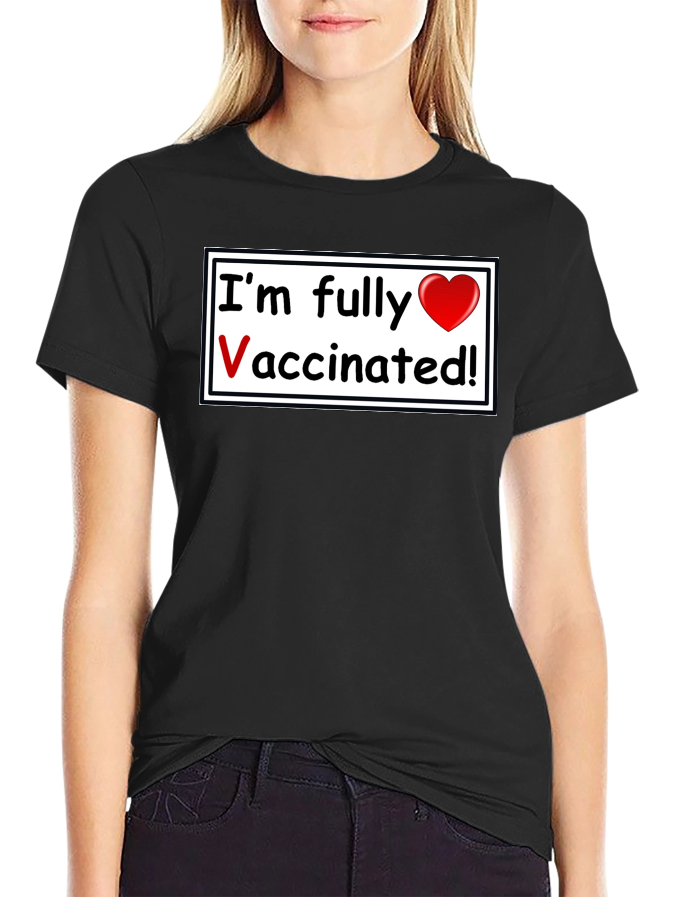 Black Fully Vaccinated T-Shirt - Black, Casual Wear view 2
