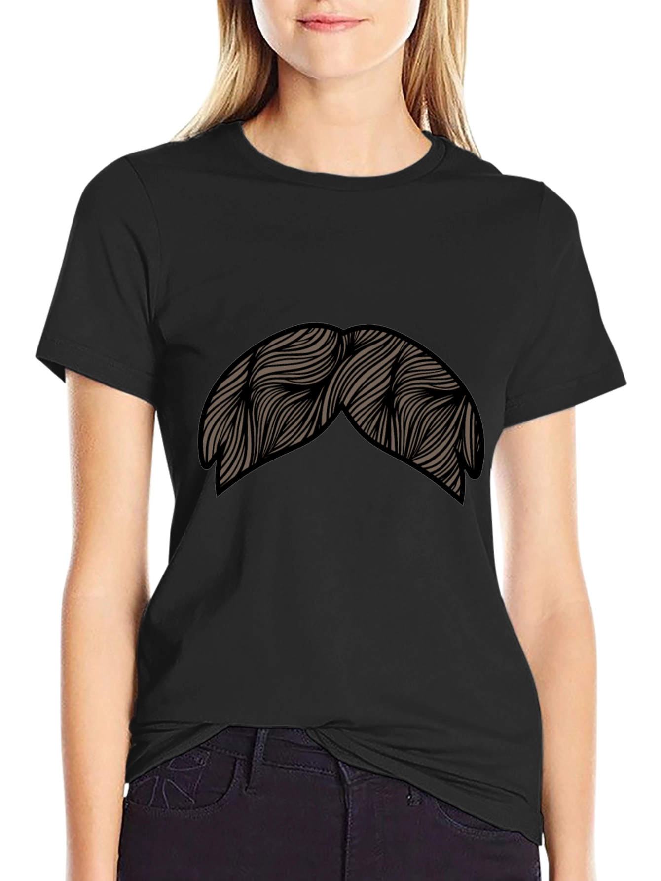 Black Novelty Mustache Graphic T-Shirt view 2