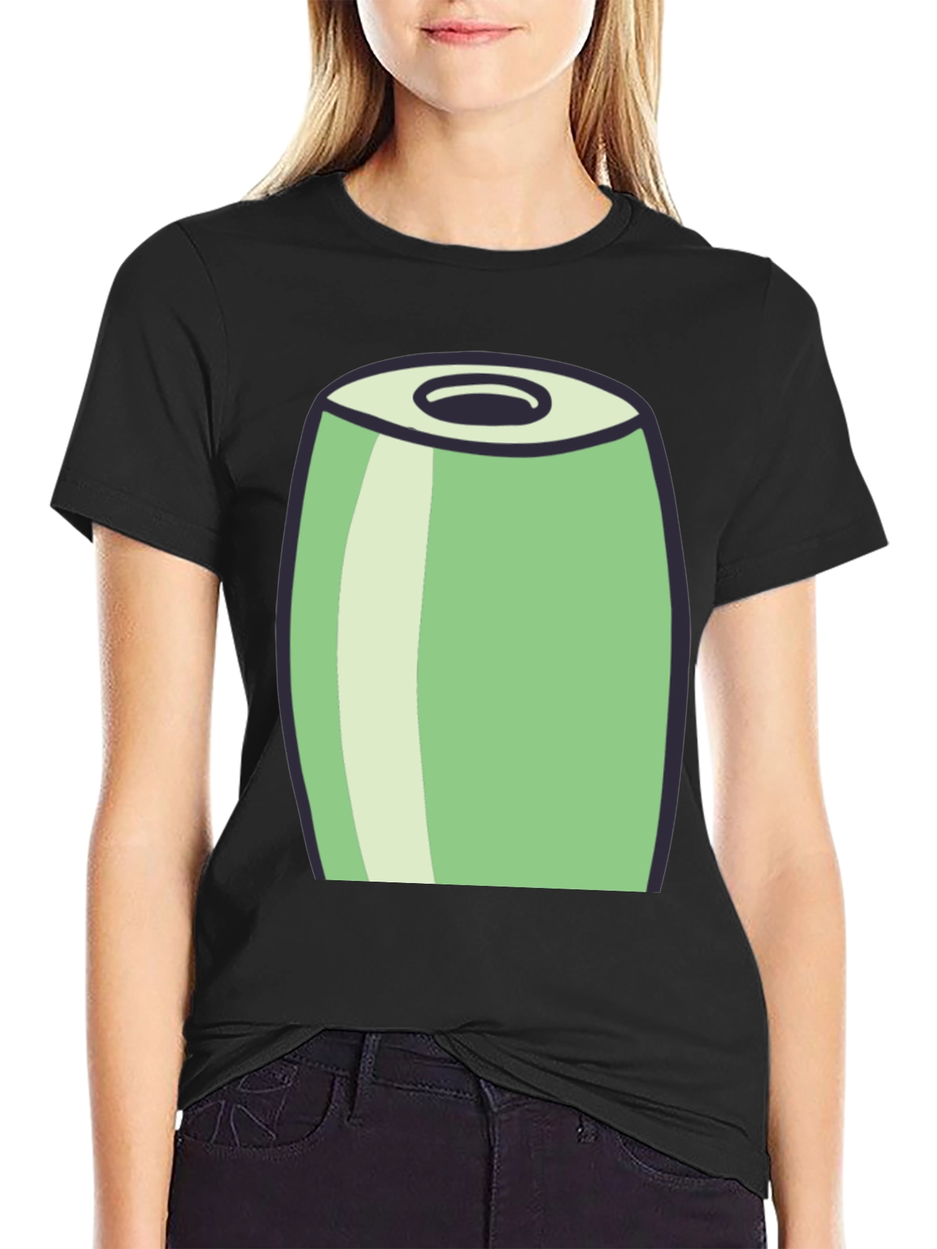 Black Cartoon Can Graphic Tee - Black view 2