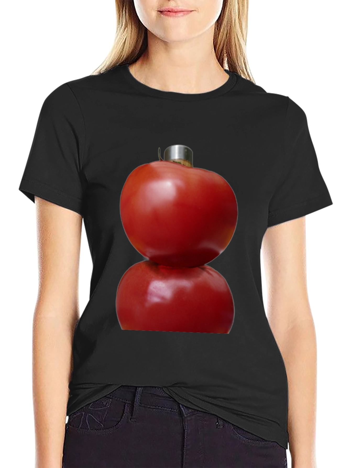 Black Tomato Ornament T-Shirt - Novelty Graphic Tee view 2