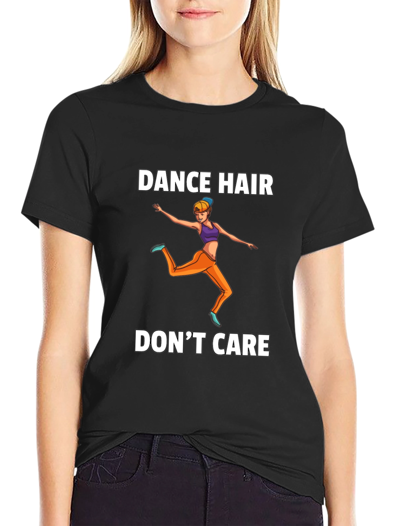 Black Dance Hair Don't Care Graphic Tee view 2