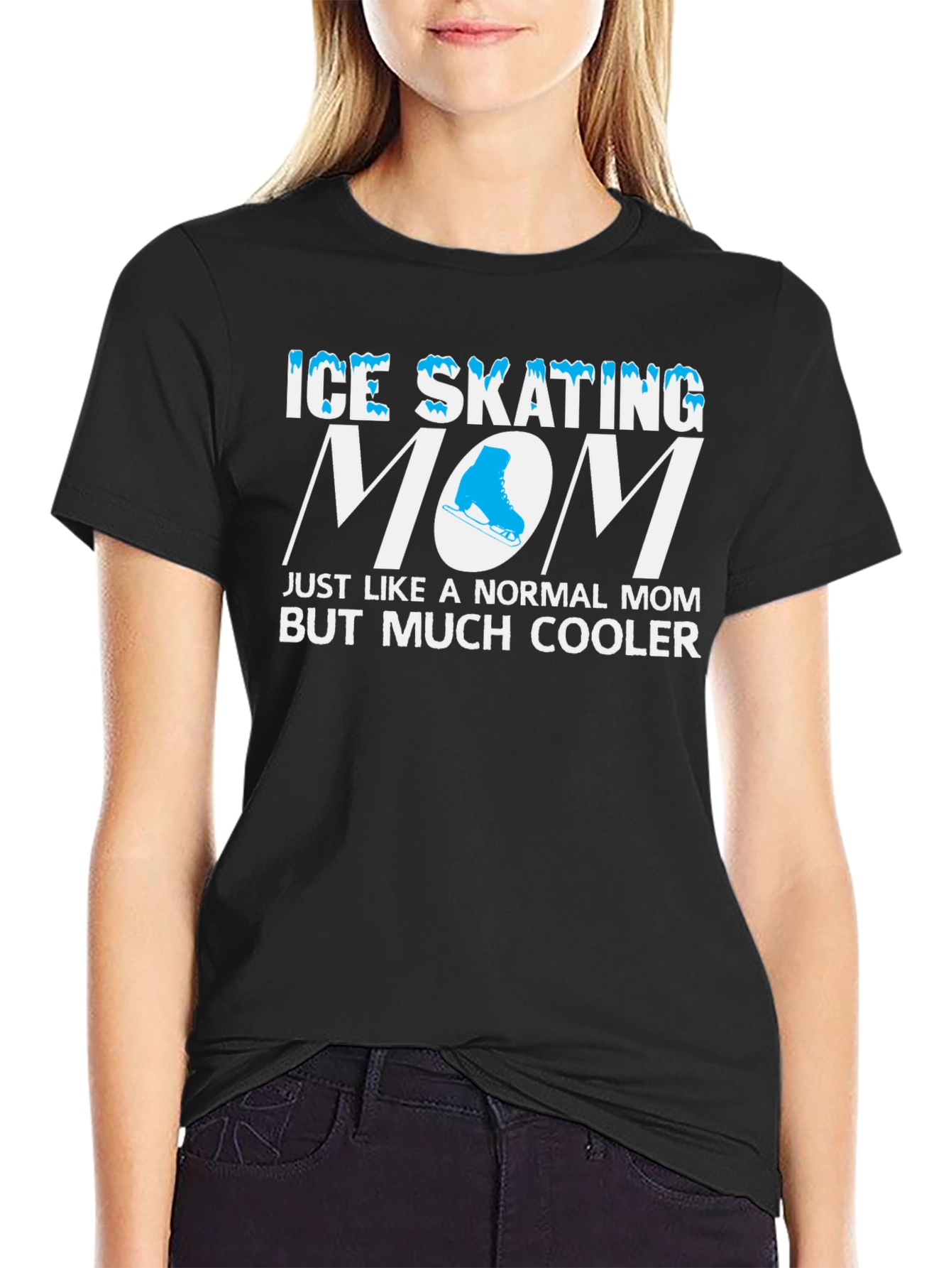 Black Ice Skating Mom T-Shirt - Cool Mother's Day Gift view 2