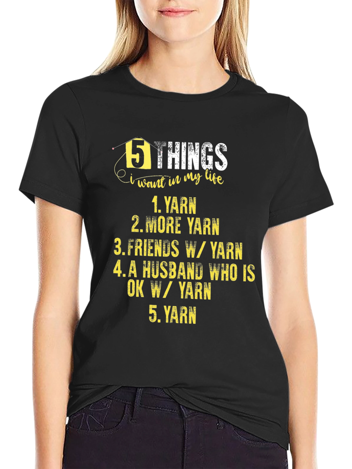 Black Yarn Lover T-Shirt - 5 Things I Want In My Life view 2