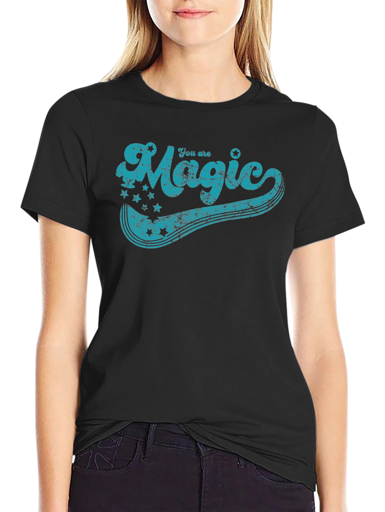 Black You Are Magic Graphic Tee - Vintage Style T-Shirt view 2