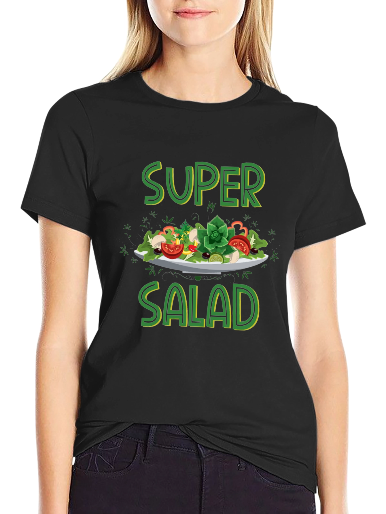 Black Super Salad T-Shirt | Black | Fun & Casual view 2