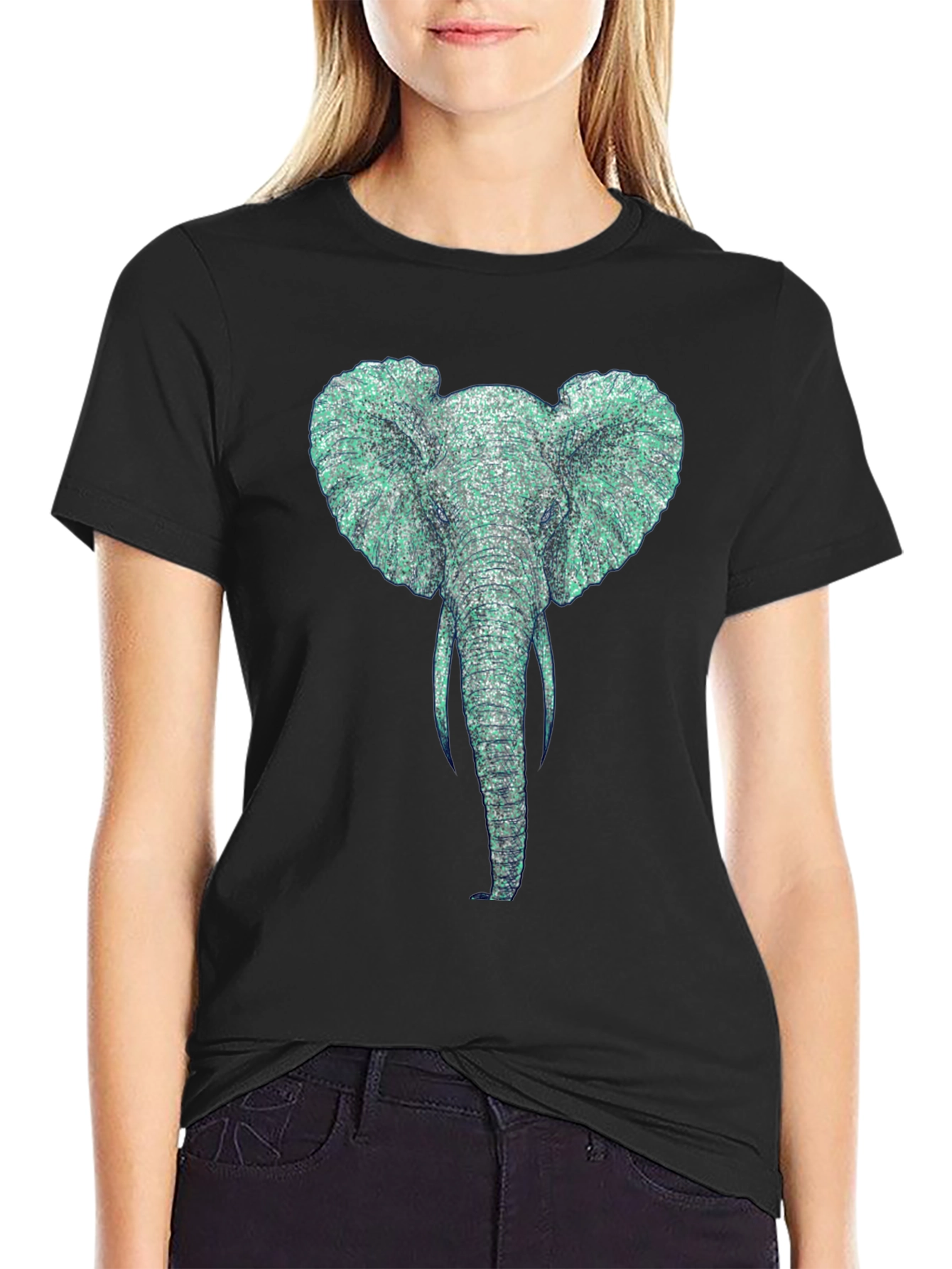 Black Elephant Graphic T-Shirt - Unique Design view 2