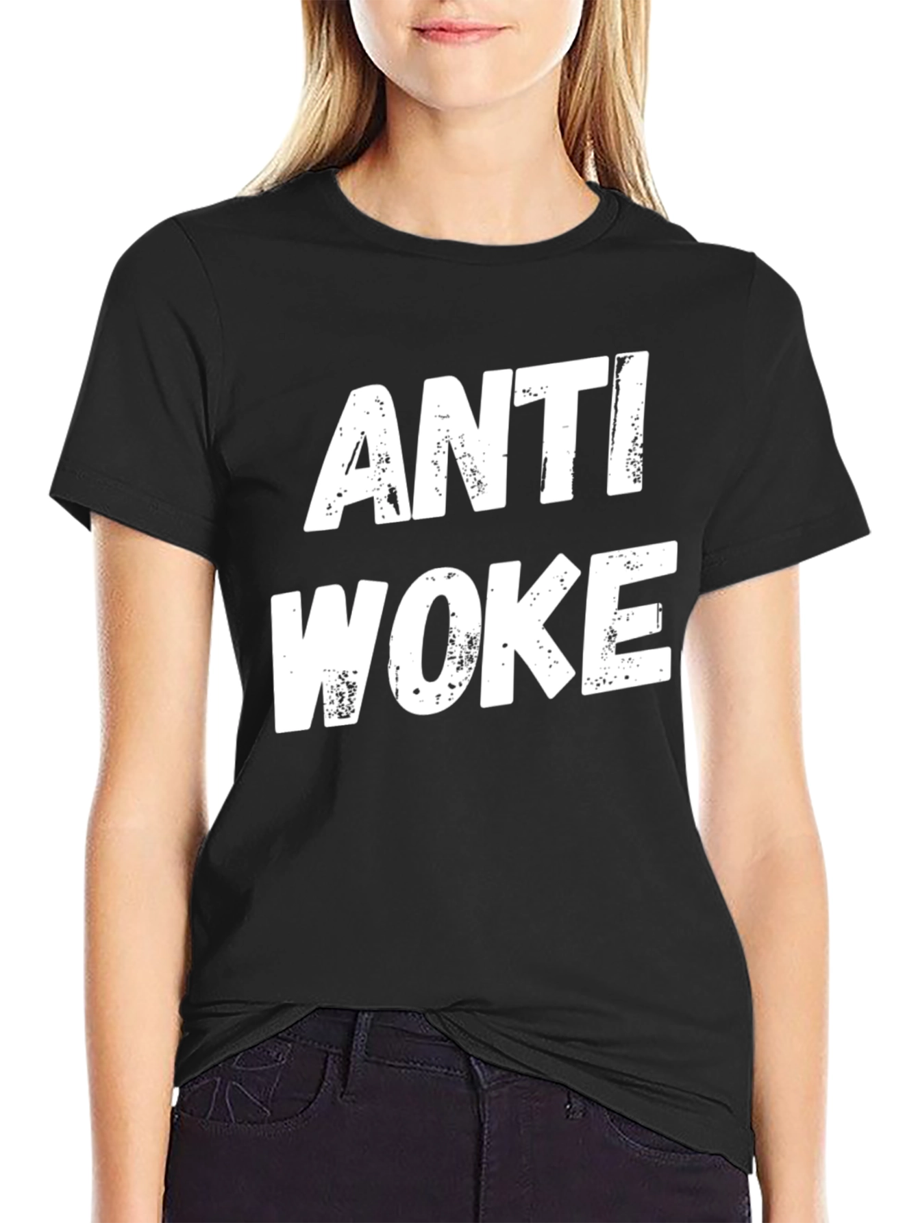 Black Anti Woke Graphic T-Shirt view 2