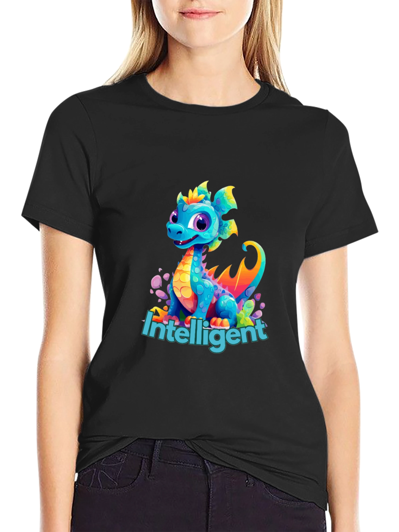Black Intelligent Dragon Graphic Tee view 2